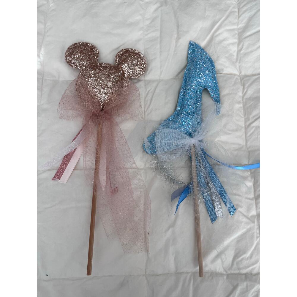 Disney Handcrafted Mickey and Cinderella Magic Fairy Wands Bibbidi Bobbidi Boo